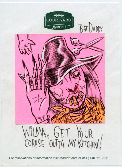 Jasun "Bat Daddy" Huerta's Post-It art of Wilma, 2008